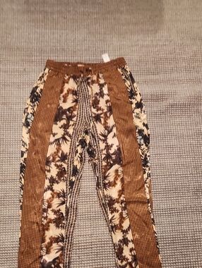 Women Brown Floral Print Stretch Waistband Pants